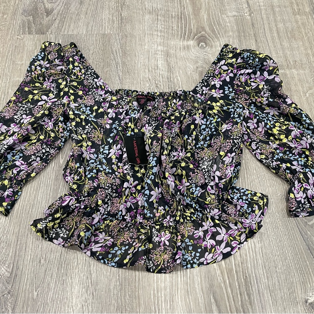 New Material Girl Floral Shirt Blouse XS J43